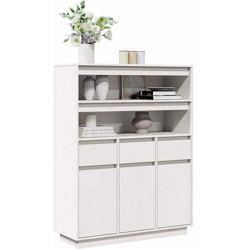 VidaXL Visoka ploča bijela 89x34x116,5 cm puno drvo bor Slike