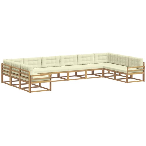 vidaXL Zunanja garnitura za sedenje z blazino 10 pcs Bela in krem, (5000280447) Cene