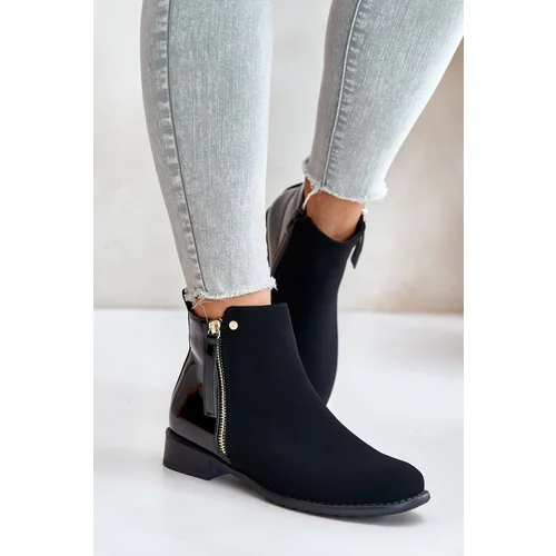 Kesi Insulated Flat Heel Ankle Boots Low Shin Black Zinariella