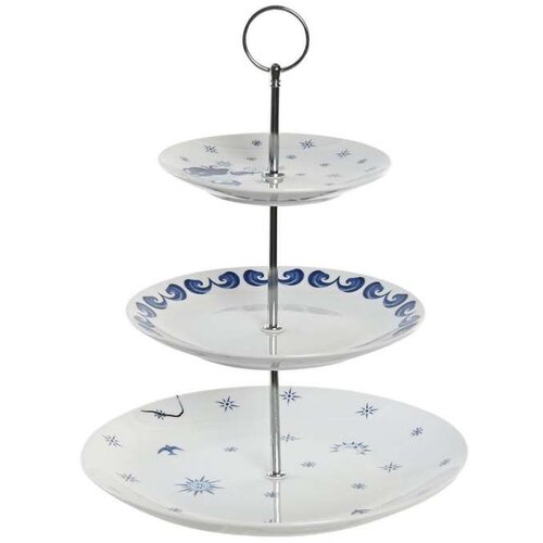 Posuda za Voće DKD Home Decor 27 x 27 x 34 cm Porculan Plava Metal Bijela Cijene