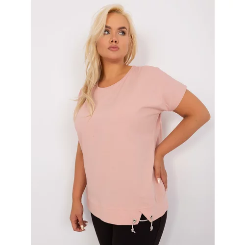 Fashion Hunters Light pink women's cotton blouse plus size