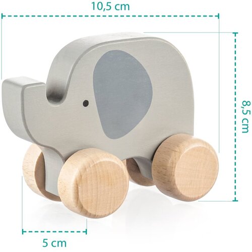 Zopa Wooden Animal životinja na kotačima od drva Elephant 1 kom Slike