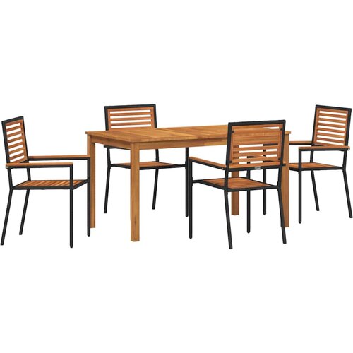  Vrtni set za objed 5 kom. Crna Čvrsto drvo akacije 140 x 80 x 74 cm Slike