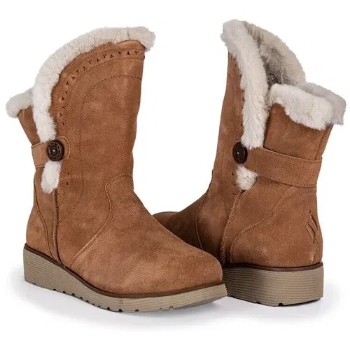 Skechers Ženske čizme KEEPSAKES WEDGE COZY PEAK W 49811-TAN