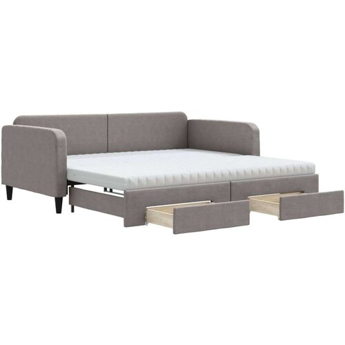 VidaXL Dnevni krevet na razvlačenje smeđesivi 100 x 200 cm od tkanine Slike