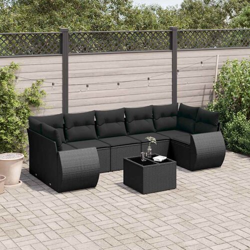  8-dijelni set vrtnih sofa od poliratana s jastucima crni Cijene