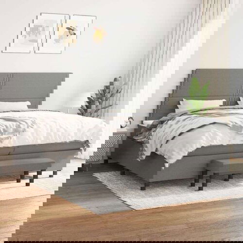  Box spring postelja z vzmetnico temno siva 200x200 cm blago, (20724726) Cene