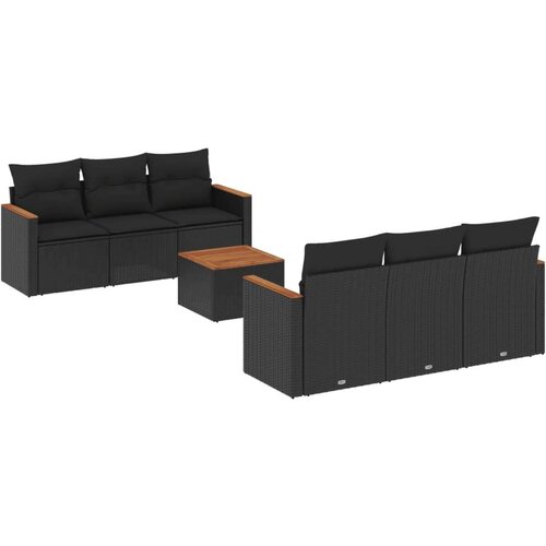  7-dijelni set vrtnih sofa od poliratana s jastucima crni Slike