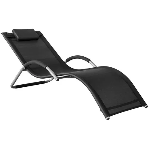 SoBuy zunanji vrtni sprostitveni stol recliner sunlounger v črni barvi v obalnem slogu, (20815163)