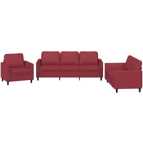 Maison Chic Sedežna garnitura - kavč 3-delna z blazinami vinsko rdeče umetno usnje, (21729220) Cene