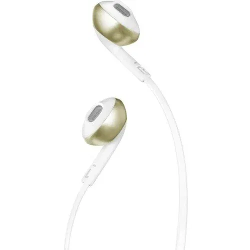 Jbl ušesne slušalke z mikrofonom T205 cgd bele