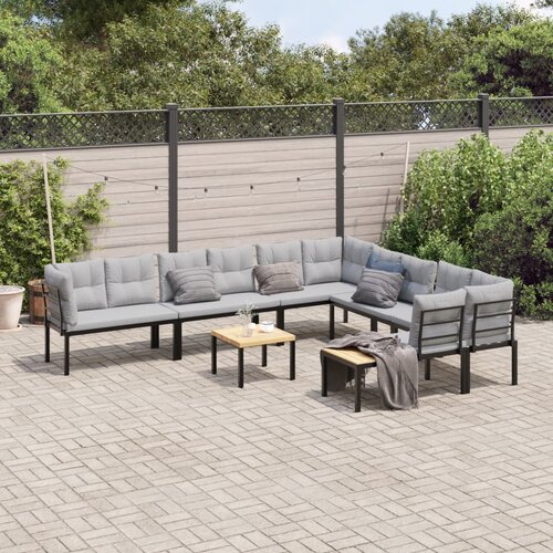 vidaXL 7-dijelni set vrtnih sofa s jastucima čelik obložen prahom crni Cene