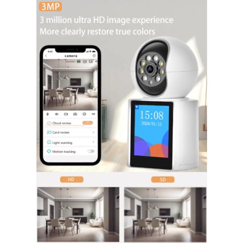Gmb CAM-IP3M-V1 video calling kamera 3 mpix microsd icsee xmeye pro app two-way voice ptz, 3.6mm Cene