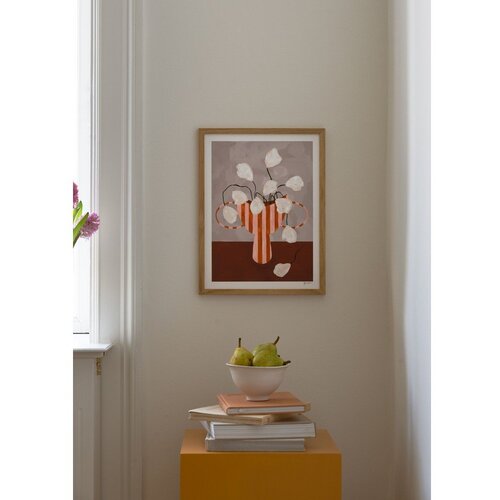 The Poster Club Plakat 30x40 cm White Flowers in Striped Vase &amp;ndash; Slike