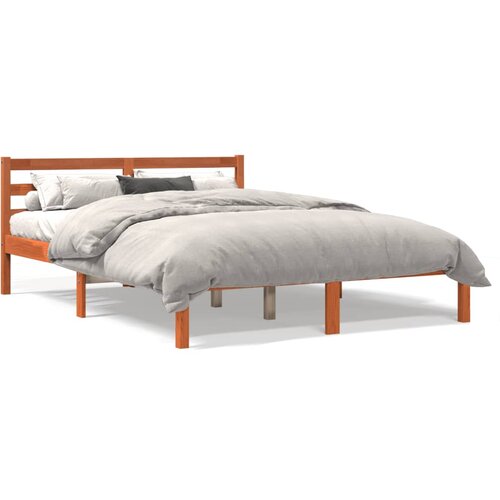 vidaXL Posteljni okvir voščeno rjav 140x190 cm trdna borovina Cene