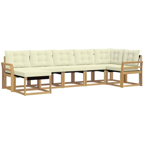 vidaXL Zunanja garnitura za sedenje z blazino 7 pcs Bela in krem, (5000280033) Cene