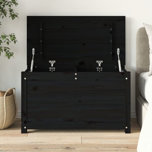 vidaXL Kutija za pohranu crna 80 x 40 x 45,5 cm od masivne borovine Cijene