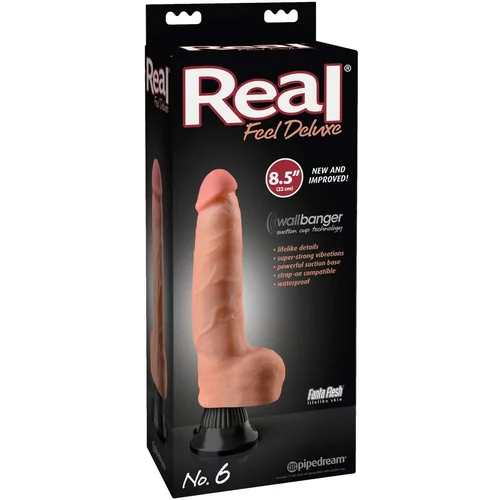 Real Feel Deluxe No.6 - testisi, realistični vibrator (prirodni)