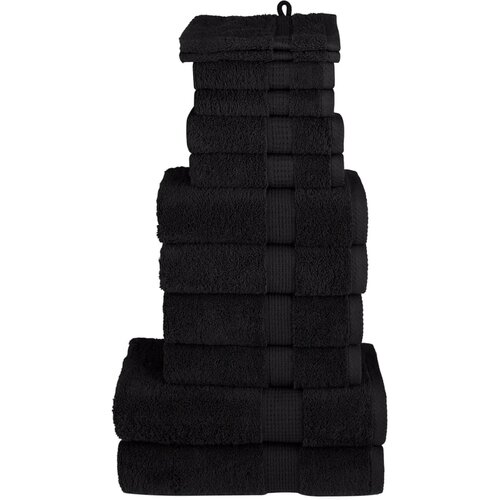 VidaXL 12-dijelni vrhunski set ručnika crni 600 gsm 100 % pamuk Slike