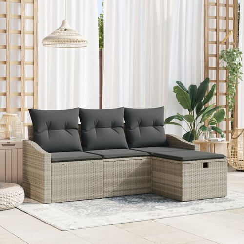 vidaXL 4-dijelni Vrtni Sofa Set s Jastucima Svijetlosiva Poli Ratan Cene