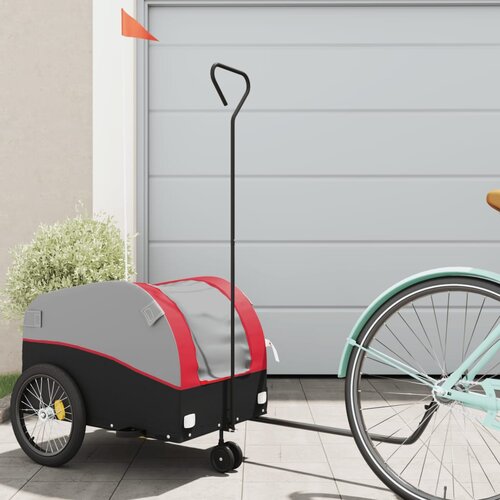 VidaXL Prikolica za bicikl crno-crvena 30 kg željezna Slike