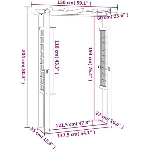  Pergola/luk za ruže 150 x 60 x 204 cm od impregniranog drva Slike