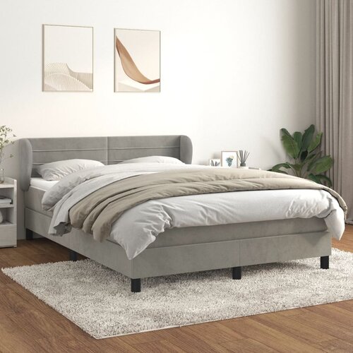 The Living Store Box spring postelja z vzmetnico svetlo siva 140x200 cm žamet - Box Spring Postelja, (21491104) Slike