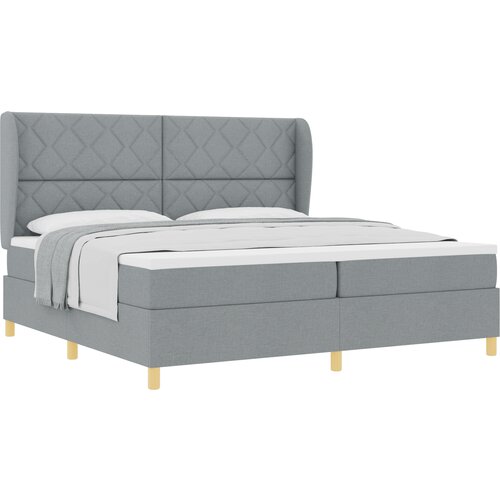 vidaXL Box Spring postelja z vzmetnico svetlo siva 200x200 cm tkanina, (22051157) Cene