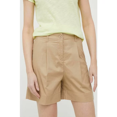 United Colors Of Benetton Kratke hlače za žene, boja: bež, glatki materijal, visoki struk