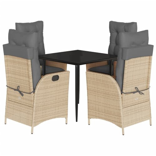  5-dijelni vrtni blagovaonski set od poliratana s jastucima bež 80 x 80 x 74 cm Slike