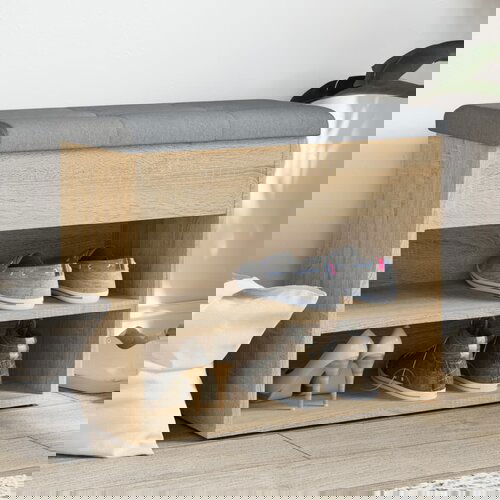 VidaXL Klop za čevlje sonoma hrast 62x32x50 cm inženirski les Slike