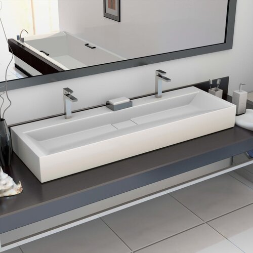 The Living Store Umivalnik 120x46x11 cm mineralna litina/marmorna litina bel - Umivalnik, (21751102) Cene