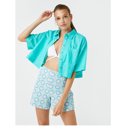 Koton Oversized Crop Shirt Linen Blend Slike