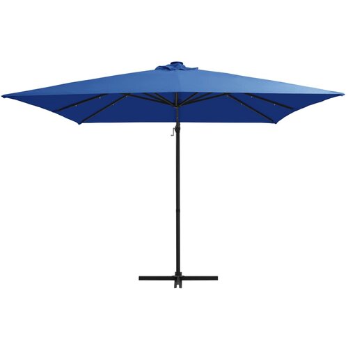 Konzolni vrtni suncobran s čeličnim stupom LED 250x250cm azurni Slike