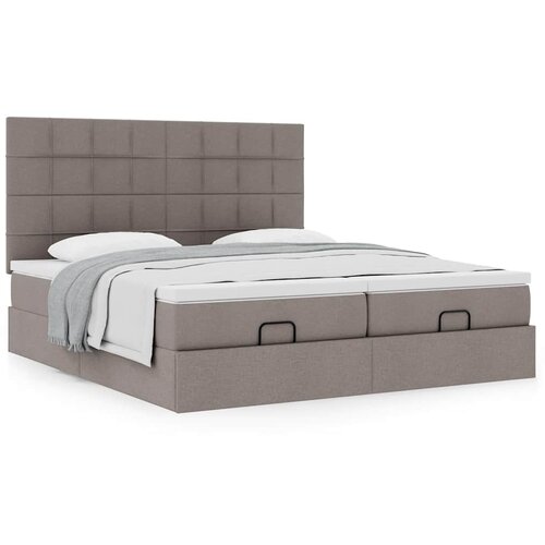 vidaXL Otomanski okvir kreveta s madracima smeđesivi 200x200cm tkanine Cijene