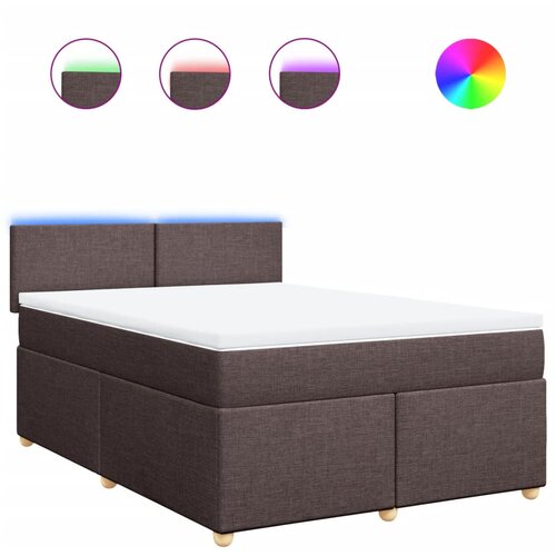 vidaXL Box spring postelja z vzmetnico temno rjav 140x190 cm blago, (21307699) Cene