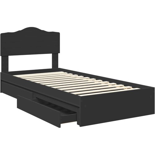  Krevet s od storage Crna 70 x 190 cm Konstruirano drvo Slike