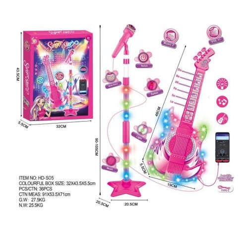 Hk Mini mikrofon sa stalkom i gitarom, roze ( A097855 ) Slike