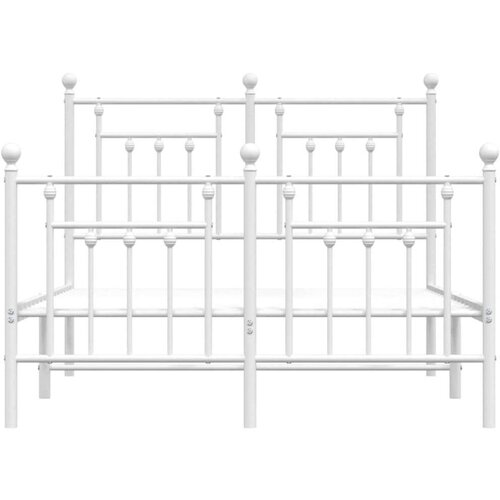 VidaXL Metalni okvir kreveta uzglavlje i podnožje bijeli 120x200 cm Slike