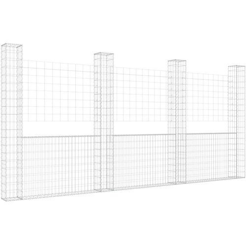 vidaXL Gabion ko&scaron;ara U-oblike s 4 stebri železo 380x20x200 cm Cene