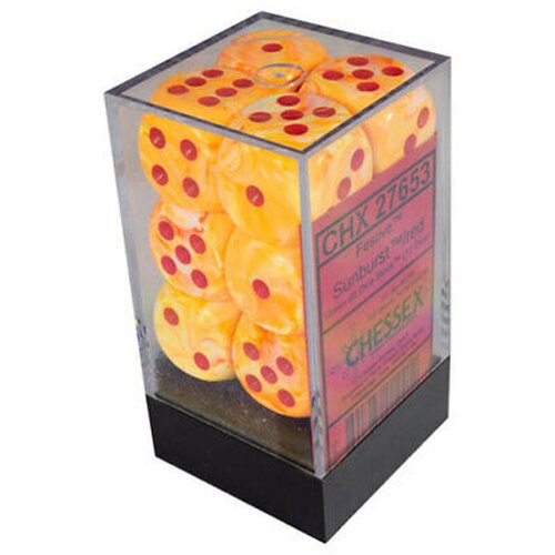Chessex kockice - festive - sunburst & red - dice block (12) Cene