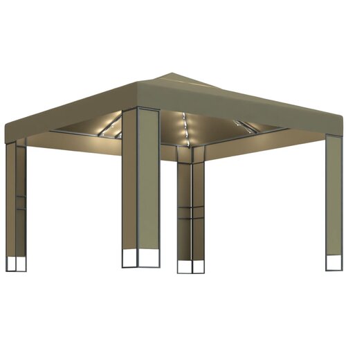 vidaXL Paviljon z dvojno streho in LED lučkami 3x3x2,7 m taupe Cene