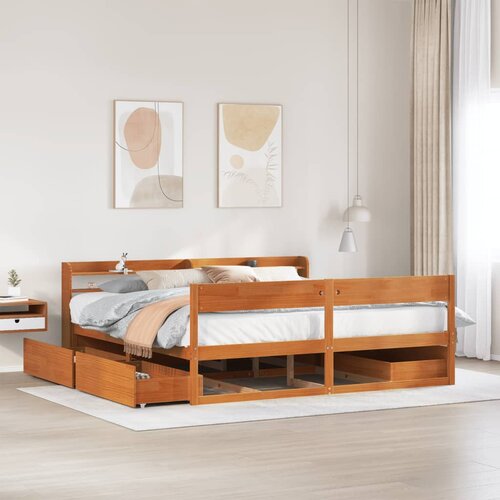 vidaXL Posteljni okvir brez vzmetnice vošč. rjav 180x200 cm borovina Cene