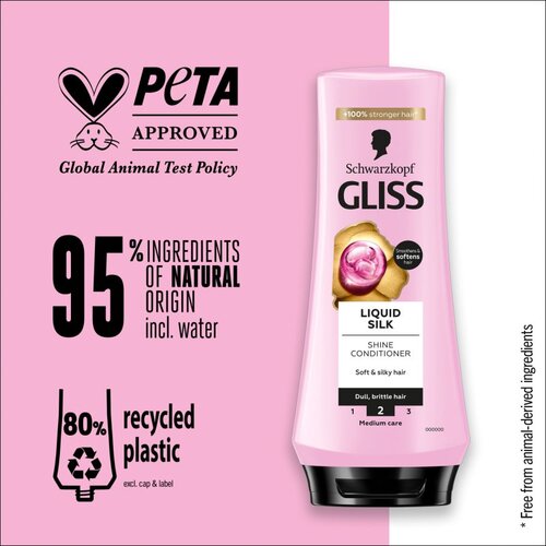 Schwarzkopf Gliss Liquid Silk regeneracijski balzam za krepitev in sijaj las 200 ml Slike