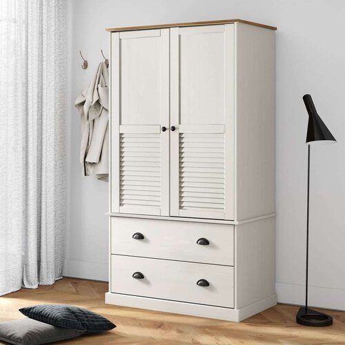 vidaXL Garderobna omara VIGO bela 90x55x176 cm trdna borovina Cene