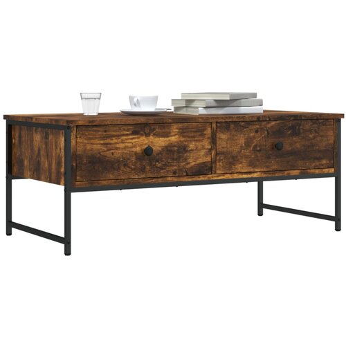 vidaXL Klubska mizica dimljeni hrast 101x49x39,5 cm inženirski les Cene