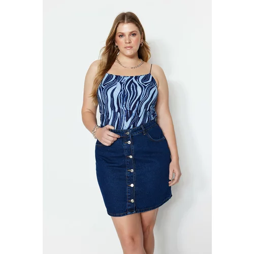 Trendyol Curve Plus Size Blouse - Blue - Fitted