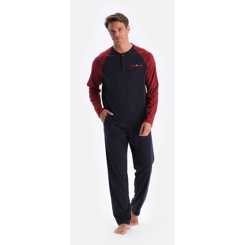 Dagi Navy Blue Raglan Sleeve Cotton Modal Pajamas Set Cene