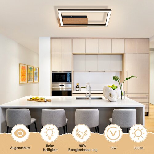 Nettlife LED stropna svetilka moderna stropna svetilka 12W lesena 3000K, (22111232) Cene