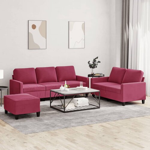  3-dijelni set sofa s jastucima crvena boja vina bar&scaron;unasti Cijene